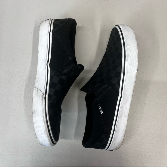 Vans Black Checkerboard Slip On Sneakers Size 7.5 - Picture 6 of 8